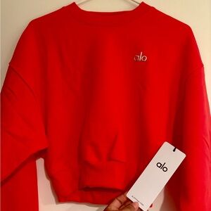 Alo Candy Red Accolade Cropped Sweatshirt